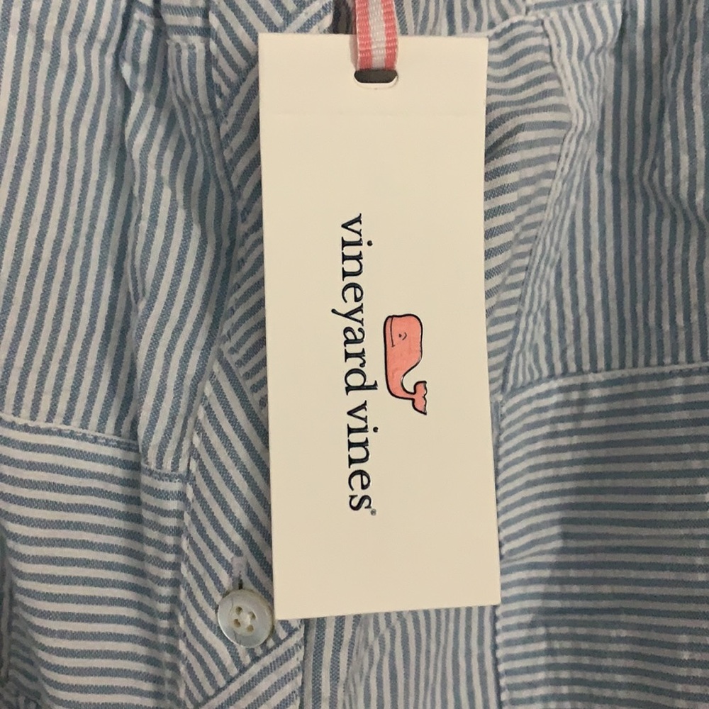 Vineyard Vines yarn dye patchwork button front ta… - image 5